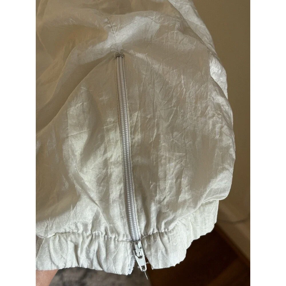 90s High Intensity White Nylon Windbreaker Track Pants Joggers L Retro Y2K